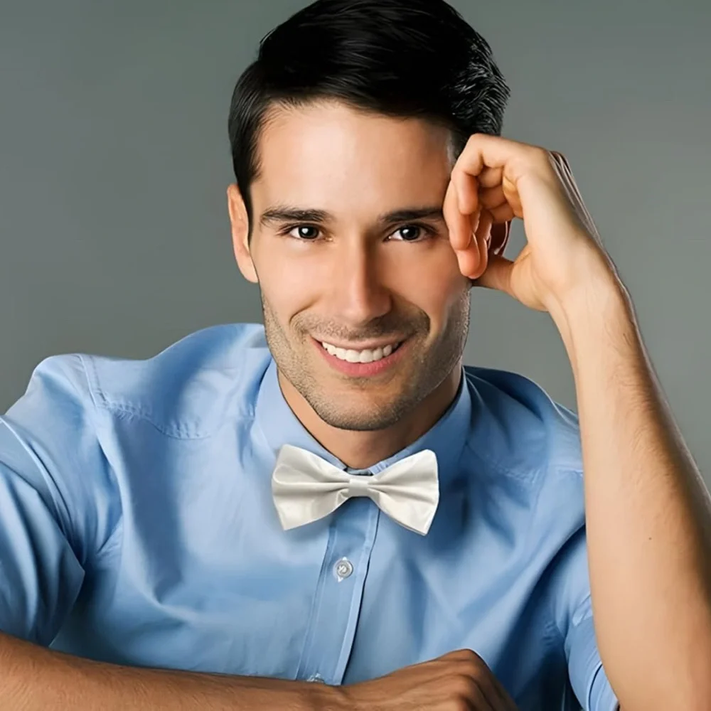 💞 New White Pre-tied Adjustable Bow Tie